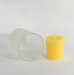 100% Pure Raw Beeswax Votive Candles in Frosted Glass Holder - BCandle
