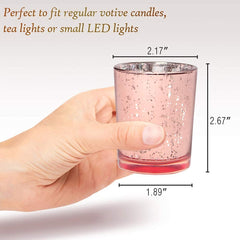 100% Pure Raw Beeswax Votive Candles in Pink Mercury Glass Holder - BCandle