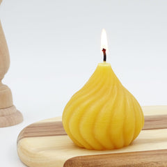 Pure Beeswax Candle, Meringue Swirl Shape, Handmade Candle with Pure Cotton Wick - BCandle