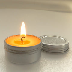 Set 100% Beeswax Tea Light in Flat Tin Container with Screwtop Cover, For Camp, Outdoor, Sports Events, Fishing - BCandle