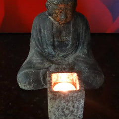Soapstone Tealight Candle Holder - Hand Crafted, Natural Stone - BCandle