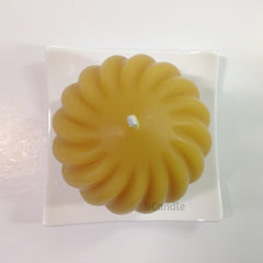 Spiral Ball Candle 100% Beeswax - 3x3" with Square Porcelain Candle Plate - BCandle