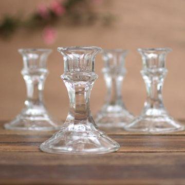 Taper Candlestick Holder, Glass Clear for Taper Candles