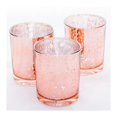 Votive Metallic Pink Mercury Glass Candle Holders - BCandle