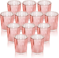 Votive Metallic Pink Mercury Glass Candle Holders - BCandle