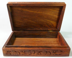 Wooden Box 6"x10"x2.3", Hand Carved Flowers & Vines Design - BCandle