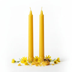 100% Beeswax Taper Candles Organic Hand Made - 8" Tall, 7/8" Thick (each) - BCANDLE