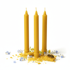 100% Beeswax Taper Candles Organic Hand Made - 8" Tall, 7/8" Thick (each) - BCANDLE