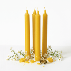 100% Beeswax Taper Candles Organic Hand Made - 8" Tall, 7/8" Thick (each) - BCANDLE