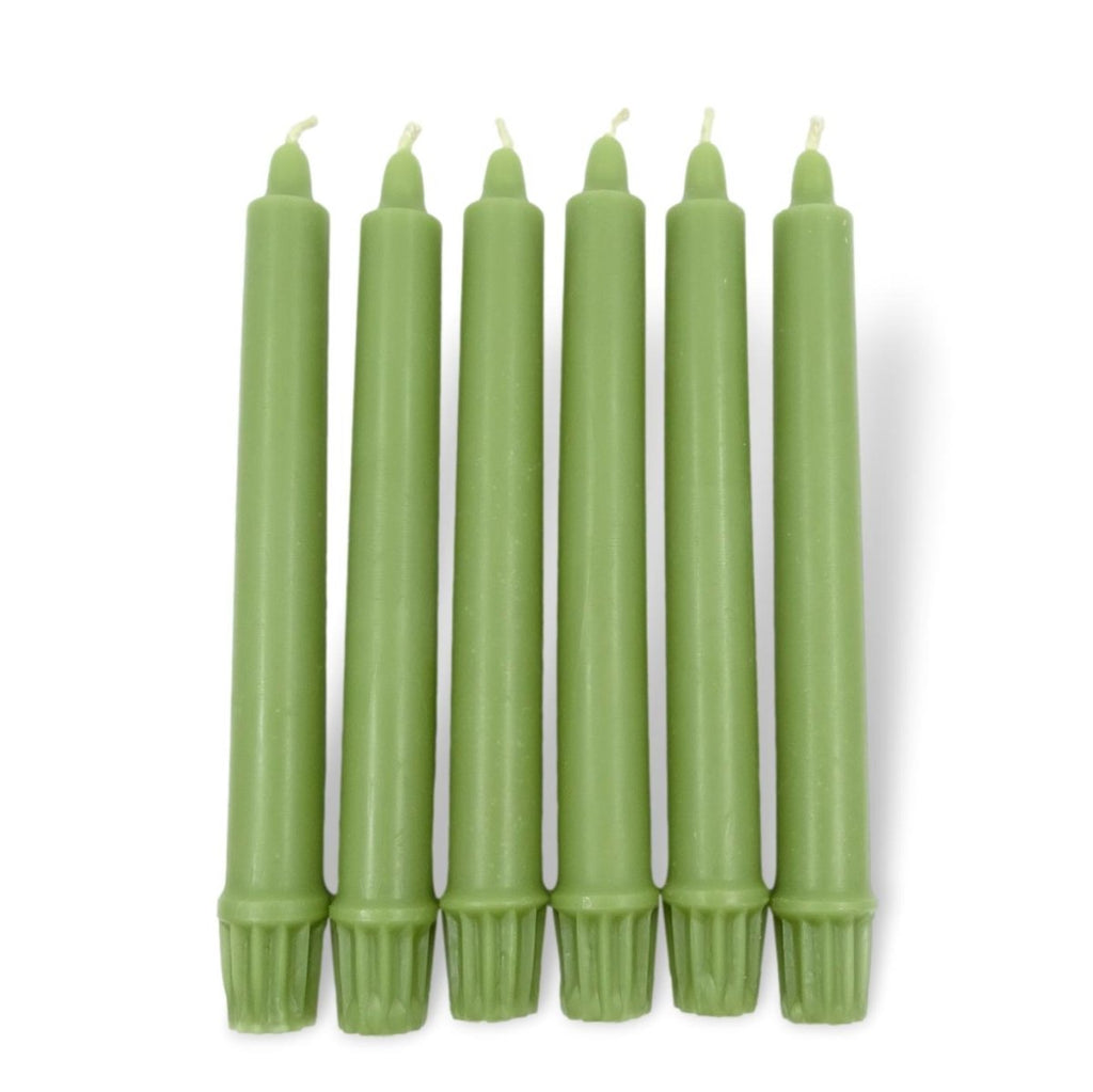 100% Beeswax Taper GREEN Candles Organic Hand Made - 8" Tall, 7/8" Thick (set of 6) - BCANDLE