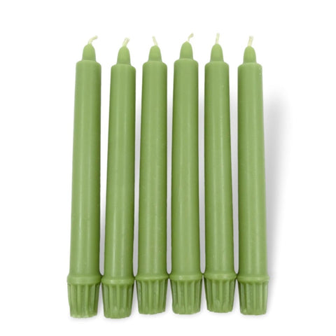 100% Beeswax Taper GREEN Candles Organic Hand Made - 8" Tall, 7/8" Thick (set of 6) - BCANDLE