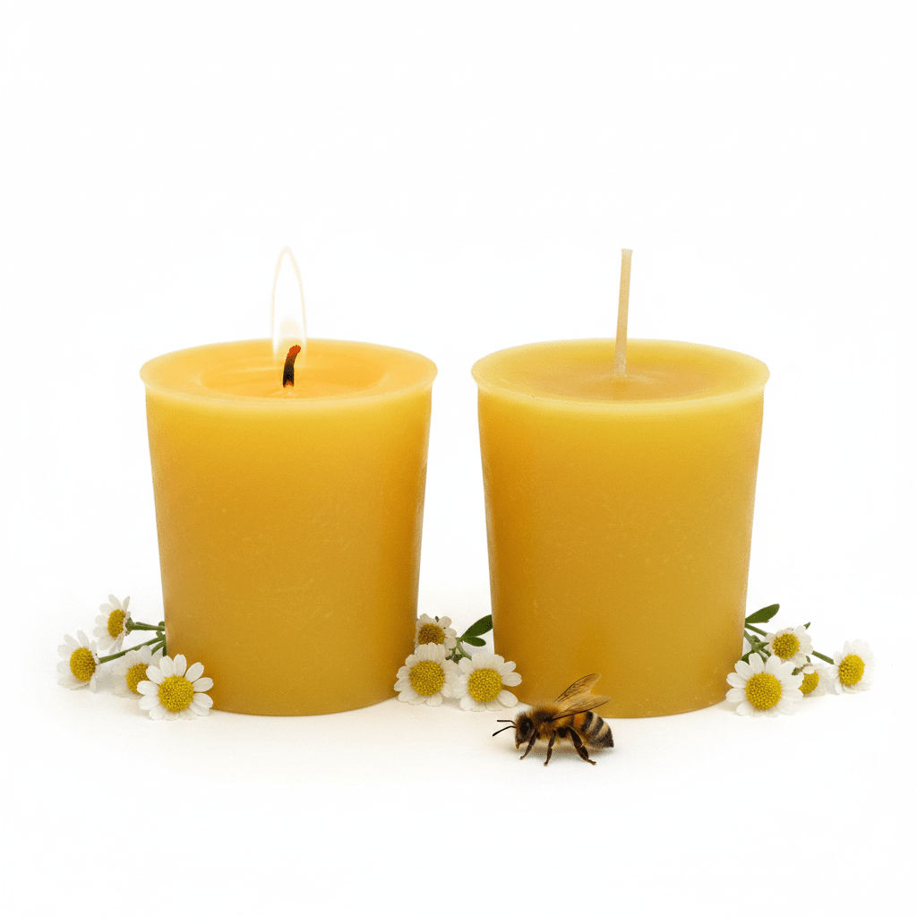100% Pure Beeswax 15-hour Votive Candles REFILLS (no cup), Organic Hand Made - BCANDLE