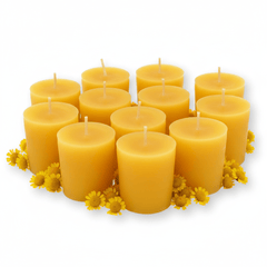 100% Pure Beeswax 15-hour Votive Candles REFILLS (no cup), Organic Hand Made - BCANDLE