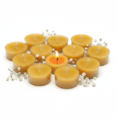 100% Pure Raw Beeswax Tea Lights Candles in CUP, Organic, Hand Made - BCANDLE