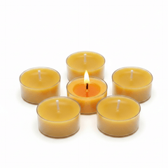 100% Pure Raw Beeswax Tea Lights Candles in CUP, Organic, Hand Made - BCANDLE