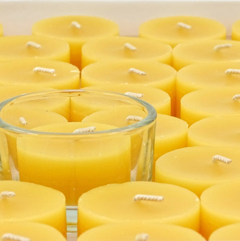 100% Pure Raw Beeswax Tea Lights Candles REFILLS and Tea Light holder - BCANDLE