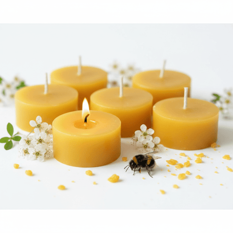 100% Pure Raw Beeswax Tea Lights Candles REFILLS, Organic Hand Made - BCANDLE