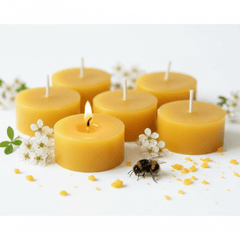 100% Pure Raw Beeswax Tea Lights Candles REFILLS, Organic Hand Made - BCANDLE