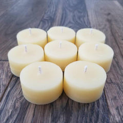 100% Pure Raw Beeswax Tea Lights Candles REFILLS Organic Hand Made, IVORY - BCANDLE