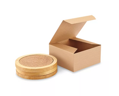 Pinstripe Kraft Gift Box - 4x4x2"