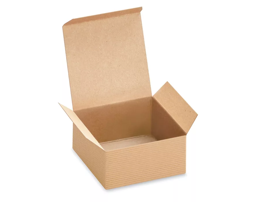 Pinstripe Kraft Gift Box - 4x4x2"