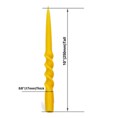 Yellow candle with dimensions labeled on a white background