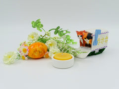 Set 100% Beeswax Tea Light Candles and Porcelain Candleholders in Box