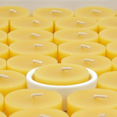 100% Pure Raw Beeswax Tea Lights Candles REFILLS and Tea Light holder