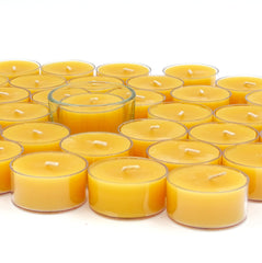100% Pure Raw Beeswax Tea Lights Candles in CUP and Tea Light holder