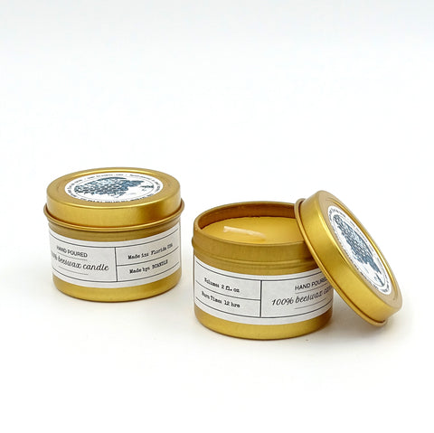 Pure Beeswax Emergency Candle Set - Natural Honey Scented Travel Tin, For Camp, Outdoor, Sports Events, Fishing