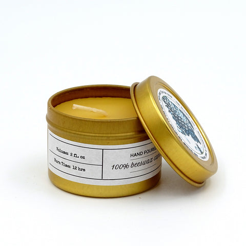 Pure Beeswax Emergency Candle - Natural Honey Scented Travel Tin, For Camp, Outdoor, Sports Events, Fishing