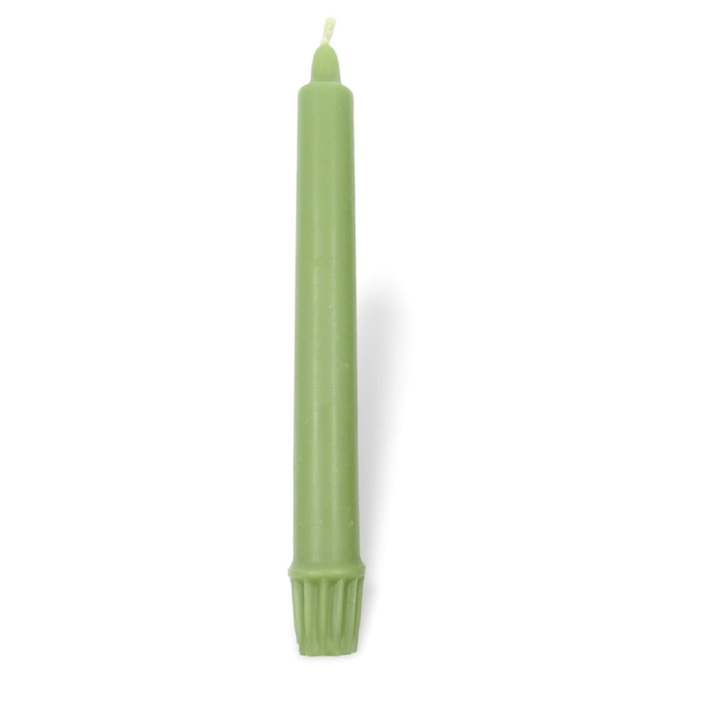 Beeswax Green candle on a white background