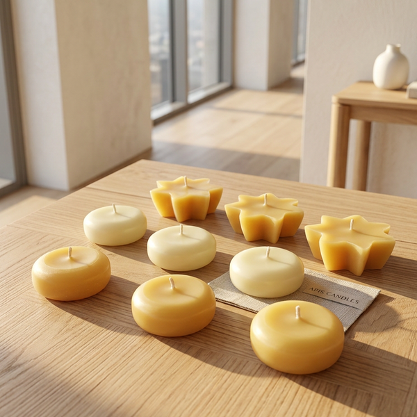 Gift Set of 9 Floating Candles, 100% Pure Beeswax Candles – BCANDLE