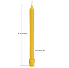 Beeswax Taper Candles Organic Hand Made - 8" Tall, 3/4" Thick