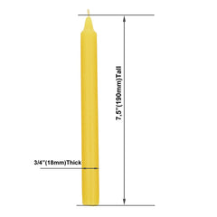 Beeswax Taper Candles Organic Hand Made - 7 1/2 inch Tall, 3/4 inch Diameter (each) - BCANDLE