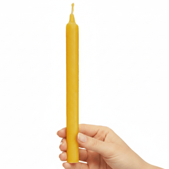 Beeswax Taper Candles Organic Hand Made - 7 1/2 inch Tall, 3/4 inch Diameter (each) - BCANDLE