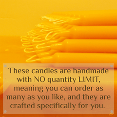 Beeswax Taper Candles Organic Hand Made - 7 1/2 inch Tall, 3/4 inch Diameter (each) - BCANDLE