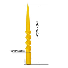 Spiral Taper Beeswax Candles, Twisted, Organic - 10" Tall, 5/8" Thick, Hand Made - BCANDLE