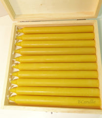 100% Beeswax 7-hour Candles Organic - 7 1/2" Tall, (Pack of 10), Wood Box - BCandle
