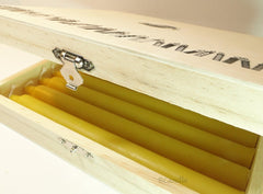 100% Beeswax 7-hour Candles Organic - 7 1/2" Tall, (Pack of 10), Wood Box - BCandle