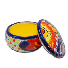 100% Beeswax Candle 12 Hours Burn, Talavera Ceramic Decorative Jar, Handmade Gift - BCandle
