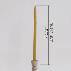 100% Beeswax Candles - 7 1/2" Tall, 3/8" Thick (Set of 12), Porcelain Holder - BCandle