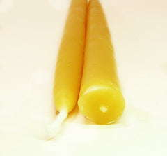 100% Beeswax Candles - 7 1/2" Tall, 3/8" Thick (Set of 12), Porcelain Holder - BCandle