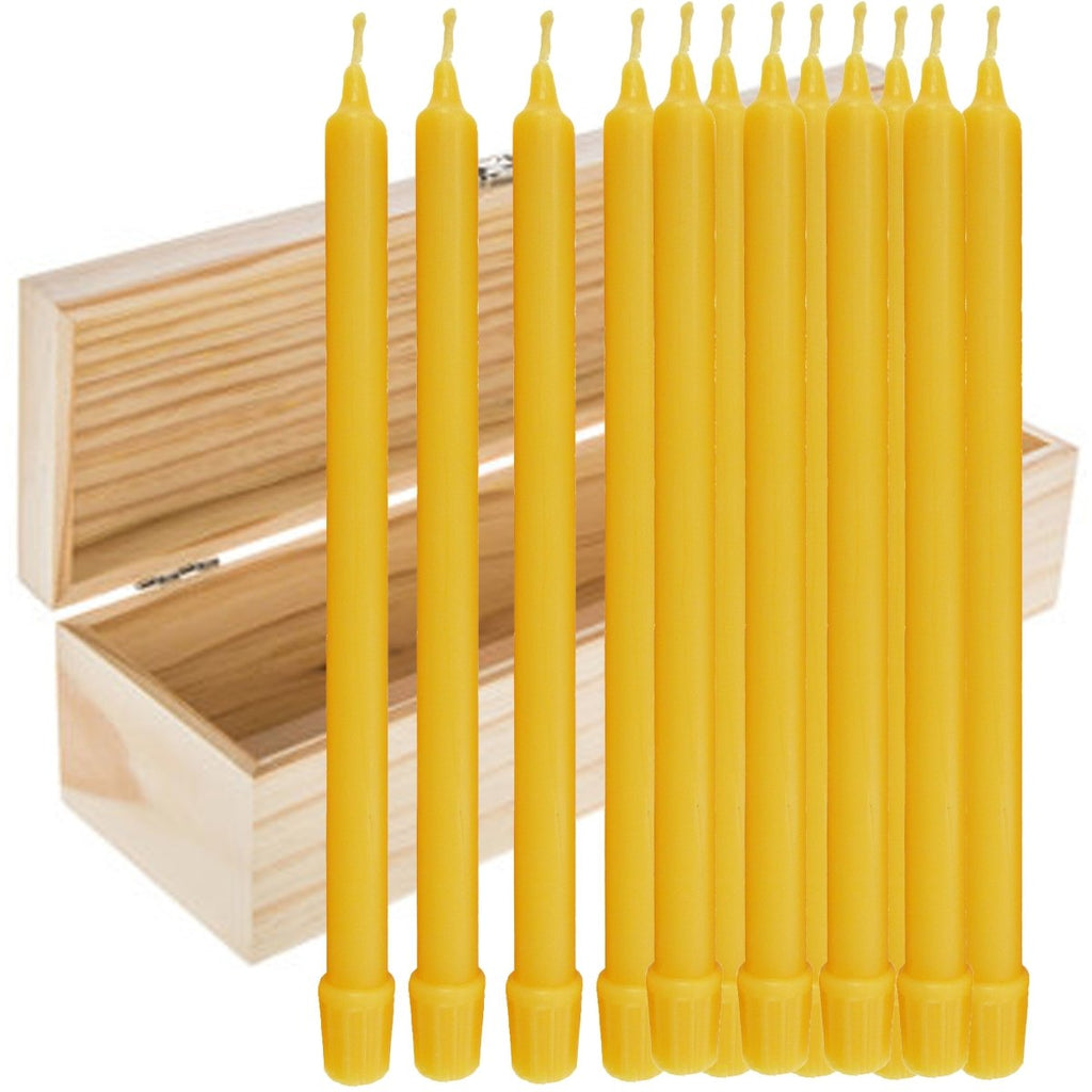 100% Beeswax Candles Hand Made - 11 Tall, 5/8 Diameter (set of 12 in Box)