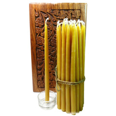 100% Beeswax Candles Organic - 7 1/2" Tall, 3/8" Thick (Set of 36), Wood Box - BCandle