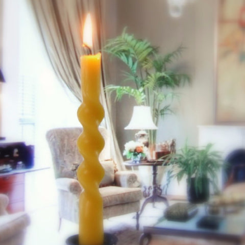 100% Beeswax Spiral Twist Taper Candles Organic - 10" Tall, 5/8" Thick, Hand Made(each) - BCandle