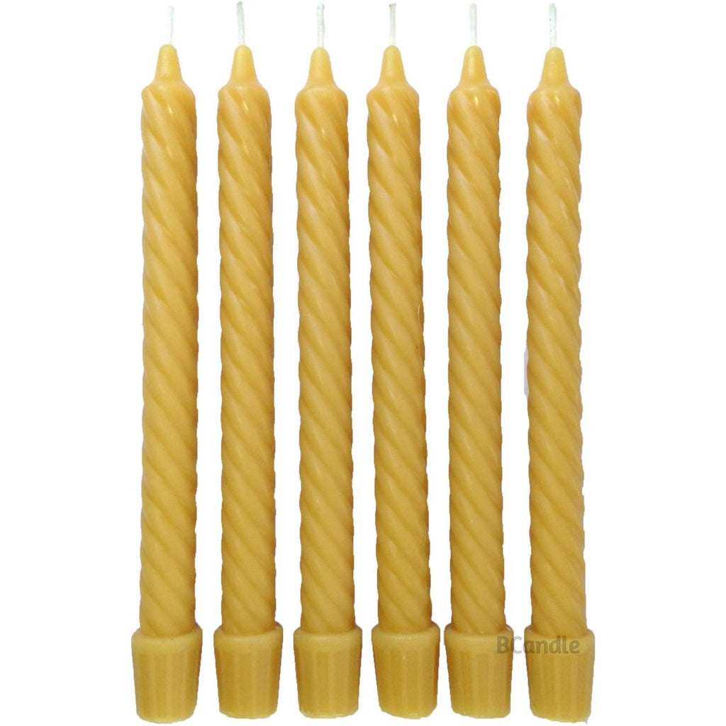 Ruffles Spiral Beeswax Taper Candles - 7/8 x 12 - Pair - Crafted Candles