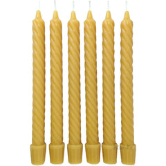 100% Beeswax Spiral Twist Taper Candles Organic - 8 Inch Tall, 3/4 Inch Diameter, Hand Made - BCandle