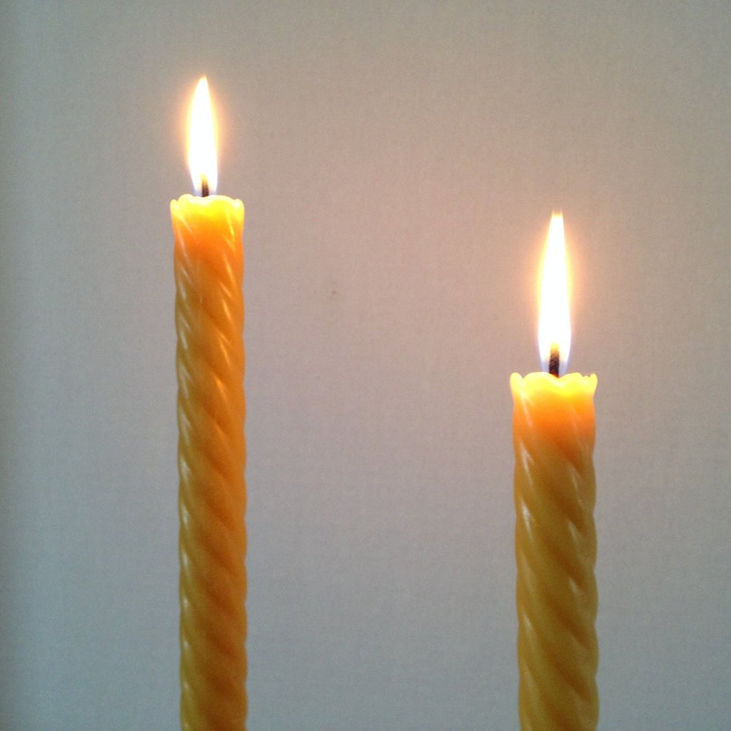 Ruffles Spiral Beeswax Taper Candles - 7/8 x 12 - Pair - Crafted Candles