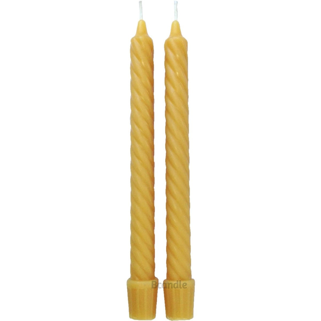 Pure Beeswax Spiral Twist Taper Candles Organic - 8 Tall, Hand Made